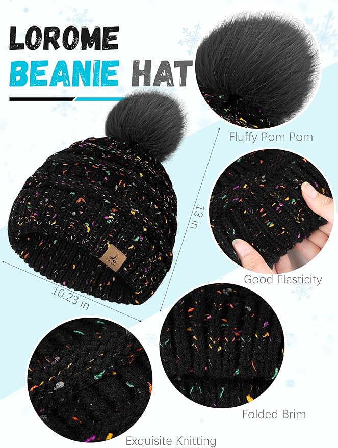 Winter Hat Scarf Gloves and Ear Warmer, Warm Knit Beanie Hat Touch Screen Gloves Set Winter Gifts Neck Scarves for Women