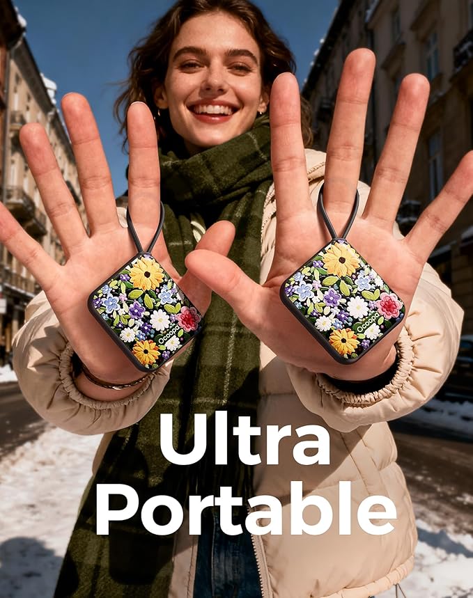 OCOOPA Hand Warmers Rechargeable, Smart Temp Control,100℉ -126℉, UL Safe, 7H*2 Long Battery, Small Palm-Sized Slim Fits Gloves, Purse, Camping, Travel, Cold Hands Gifts Women,UT5 Nano