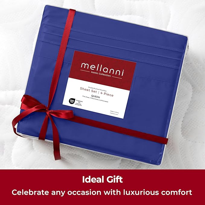 Mellanni Twin Sheets Set - 3 PC Iconic Collection Bedding - Hotel Luxury, Extra Soft, Cooling Bed Sheets - Wrinkle, Fade, Stain Resistant (Twin, Royal Blue)