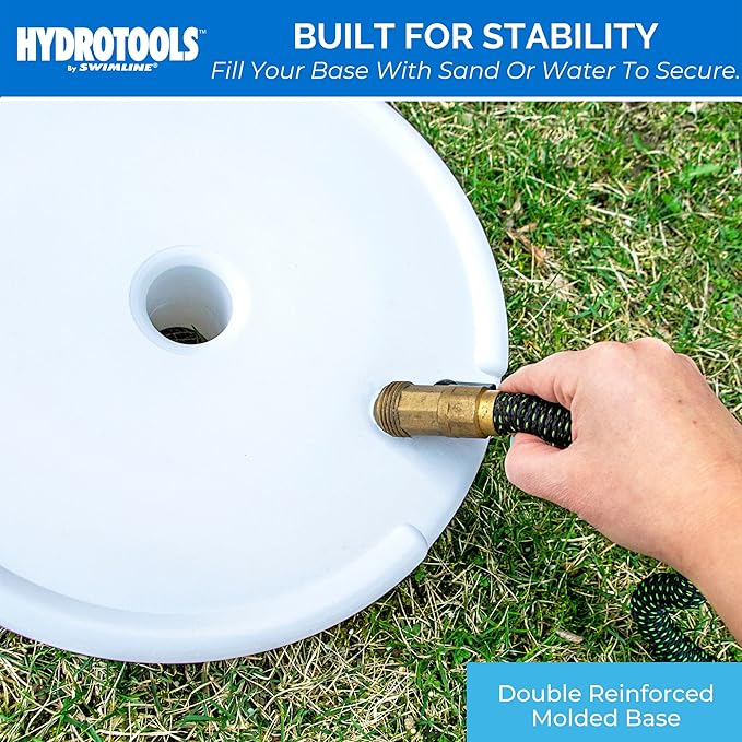 SWIMLINE HYDROTOOLS Tube Style 7 Foot Poolside Shower, Adjustable Head & Foot Tap Spigot With Valve Controls, Standard Garden Hose, Environmentally Friendly, Outdoor Backyard Poolside Beach Spa