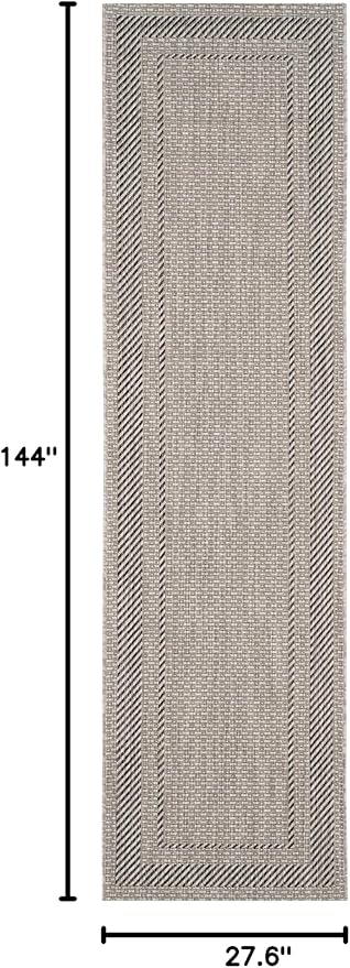 SAFAVIEH Courtyard Collection 2'3" x 12' Beige/Black CY8477 Indoor/ Outdoor Waterproof Easy Cleaning Patio Backyard Mudroom Runner Rug