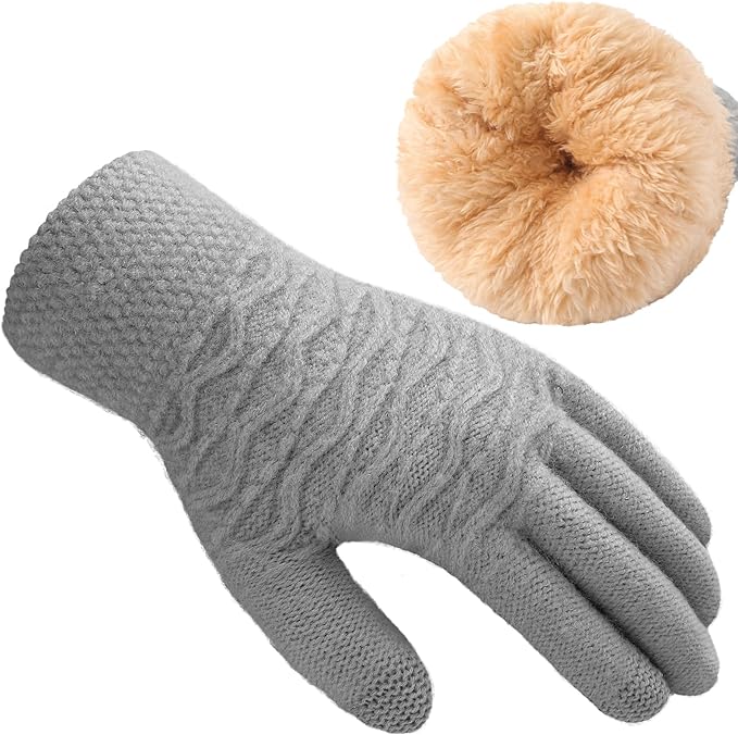 Trifabricy Winter Gloves for Women, Warm Fleece Lined Womens Gloves, Knit Glove for Women, Touchscreen Glove for Cold Weather