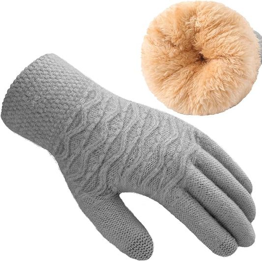 Trifabricy Winter Gloves for Women, Warm Fleece Lined Womens Gloves, Knit Glove for Women, Touchscreen Glove for Cold Weather