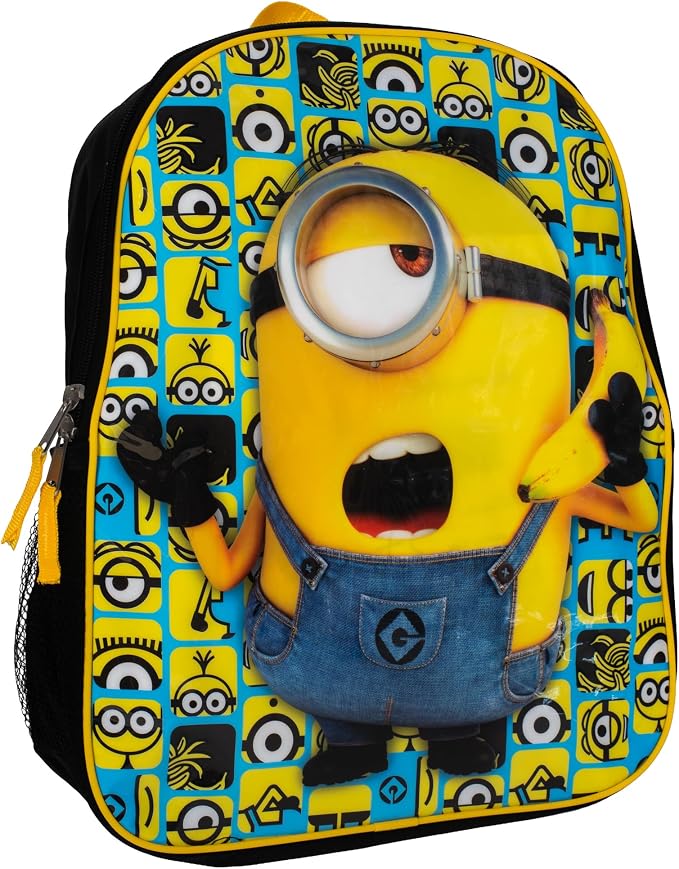 AI ACCESSORY INNOVATIONS Minions Kids Backpack, 15" Girls & Boys Despicable Me School Bag, Black