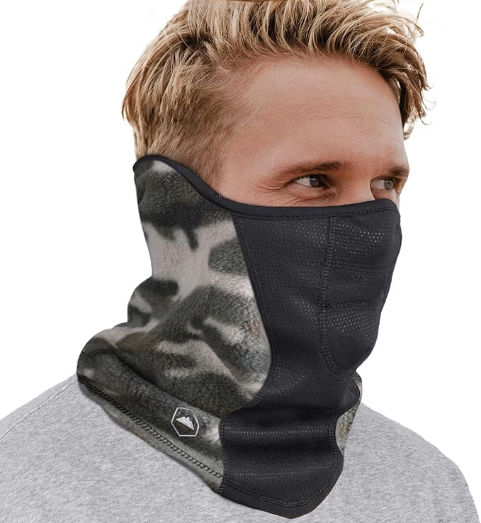 Tough Headwear Half Ski Mask - Fleece Lined Winter Face Mask - Stretch Neck Gaiter for Cold Weather Gear - Skiing Accessories