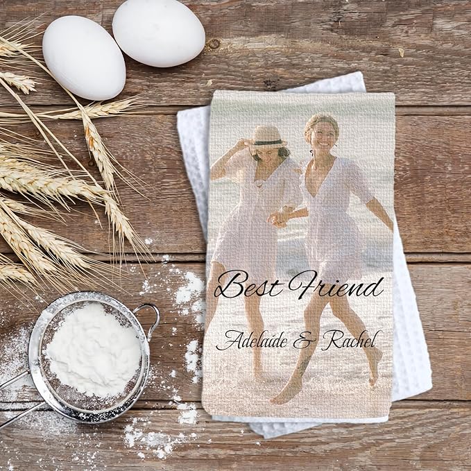 ubmpj Personalized Kitchen Towel Custom Waffle Weave Towel Gift for Housewarming Wedding Friend Birthday