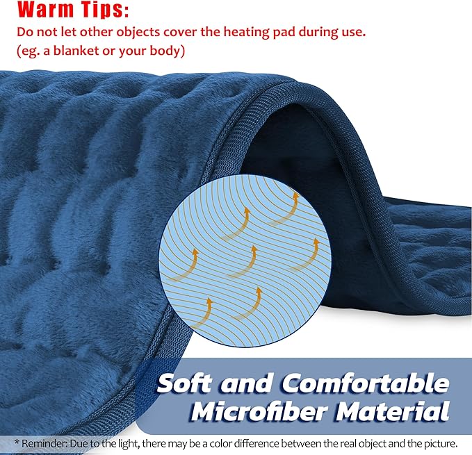 40"X20" Electric Heating pad with 6 Heat Settings, Auto Shut Off, Dark Blue Dry Electric Heating for Back Neck Knee Arms Legs Shoulder Heat Pads for Christmas Birthday Father's Day Mother's Day