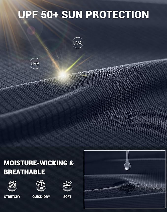 Men's Sun Protection Long Sleeve Shirts UPF 50+ Rash Guard Swim Lightweight Cooling UV SPF Shirt Fishing Workout Quick Dry