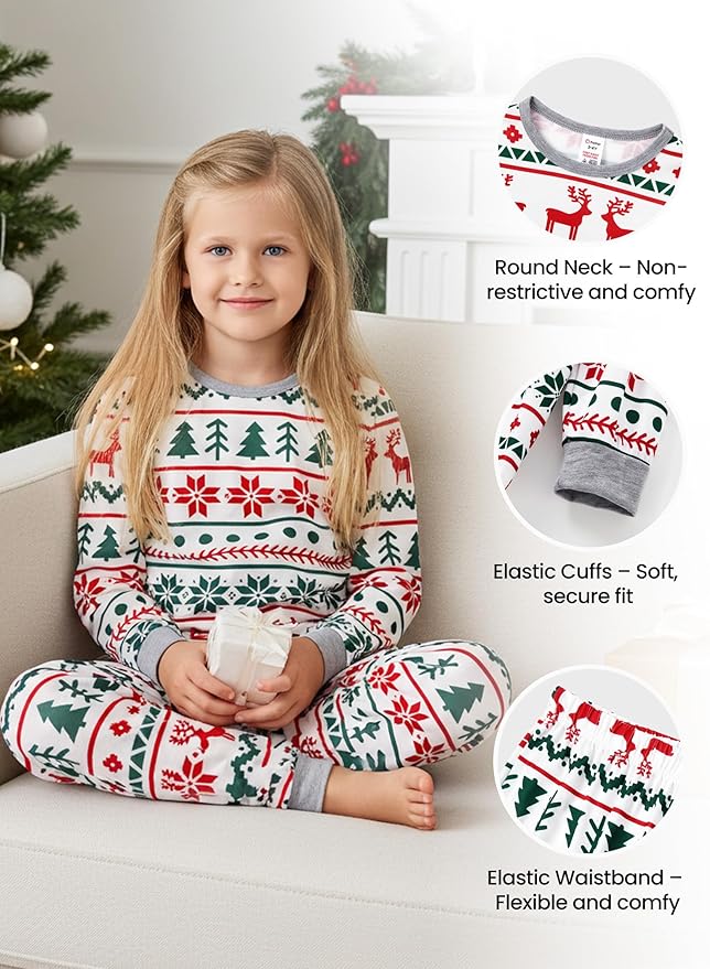 PATPAT Christmas Family Matching Pajama Sets Includes Christmas Socks - Perfect for Family Photos & Holiday Celebrations