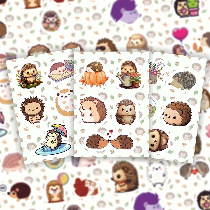 100Pcs Hedgehog Stickers for Water Bottle and Laptop - Hedgehog Party Supplies & Decorations, Waterproof Vinyl Decals, Cute Animal and Pet Stickers, Gifts for Women & Men