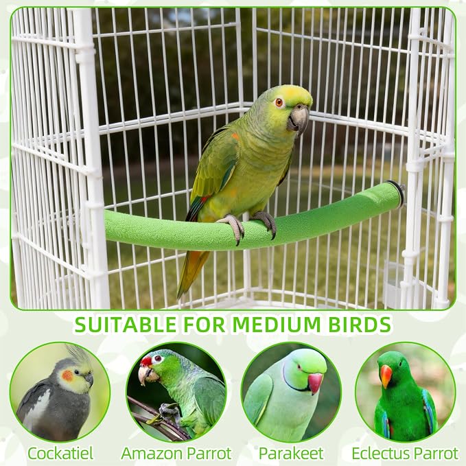 Rypet 90-Degree Parrot Perch for Cage Corner, Quartz Bird Perch (Green L) | For Paw Grinding Clean Stick Exercise, Rough Quartz Surface, Small Parakeets Cockatiel Conures