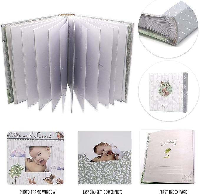 Holoary Baby Photo Album 4” x 6” 160 Photos, Newborn Baby Keepsake Gifts for Baby Boy/Girl and New Parents, Woodland Animals Design