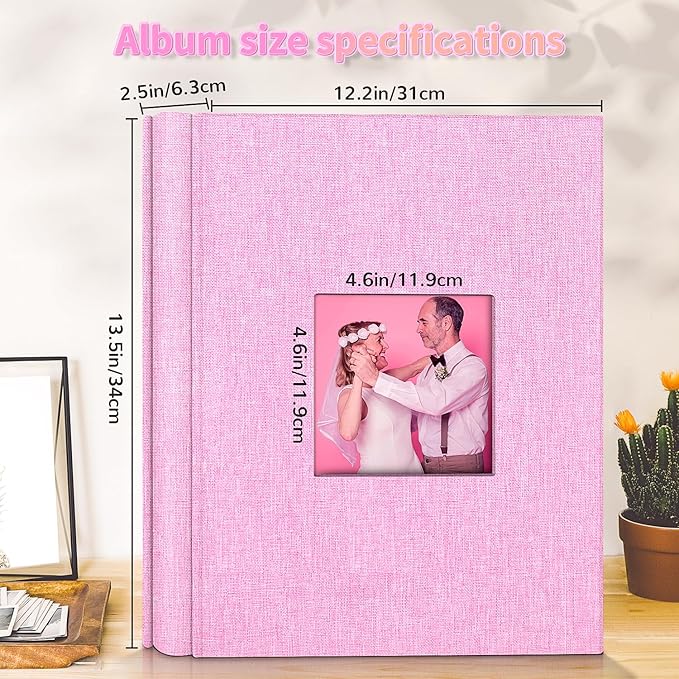 Photo Album 4x6 with 600 Pockets,Slip-in Picture Albums,Linen Cover Memory Book with Front Window,White Page Vertical Photo Book for Wedding,Family,Anniversare,Baby,Vacation