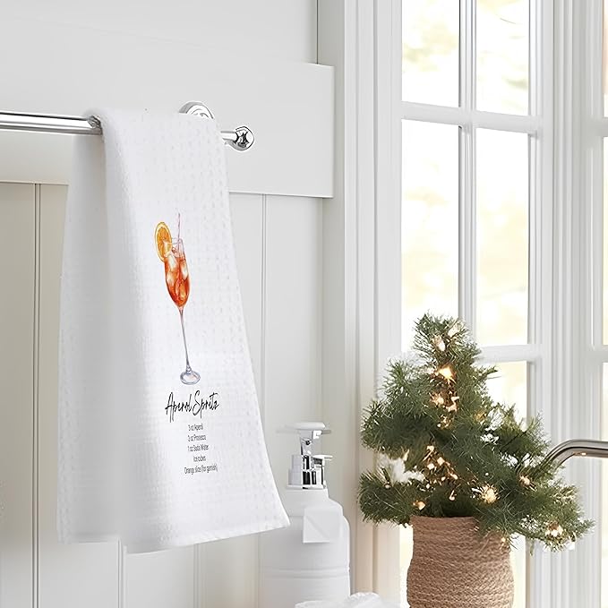 Cocktail Aperol Spritz Gifts Kitchen Towels, Cocktail Aperol Spritz Dish Tea Hand Towels for Kitchen Bar Decor, Gifts for Bartenders, 16x24 Inch