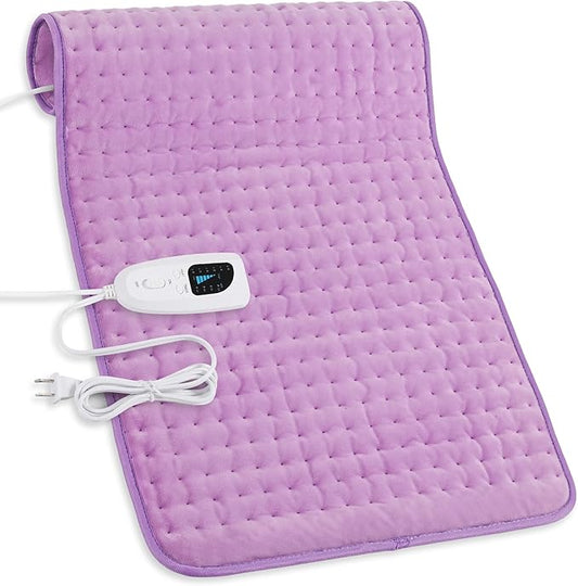 Deepsoon Heating Pad,Electric Heating Pads for Back,Neck,Abdomen,Moist Heating Pad for Shoulder,Knee,Arms,Legs,Dry/Moist Heat & Auto Shut Off,Christmas Gifts for Men and Women,Light Purple,33x17 Inch