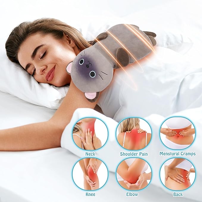 Microwave Heating Pad for Period Cramps & Pain Relief, Siamese Cat Microwavable Heating Pads for Kids Birthday, Animals Heating Pad for Women Mother's Day, Cat Plush Warmer for Shoulder Neck Knee Back