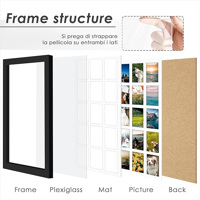 14x32 Picture Frame 4x6 Collage Picture Frame Displays Fifteen 4x6 inch Photos Collage Wall Decor Wall Hanging Black