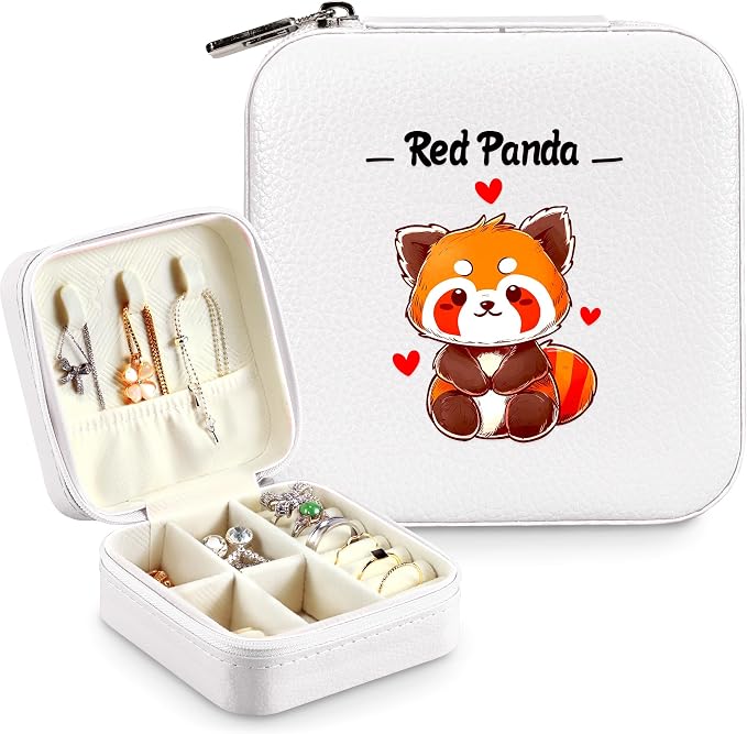 Red Panda Jewelry Box, Gifts For Kids Teens Girls, Red Panda Lovers Stuff Items Accessories Things Merchandise Decor Merch, Travel Ring Earrings Necklace Organizer Holder!