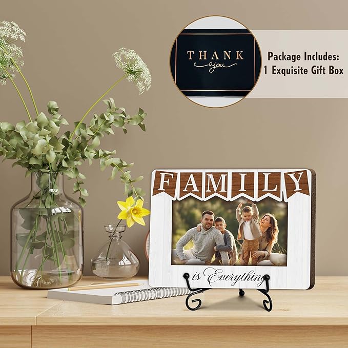SIXEIGHT Family Definition Picture Frame Family Is Everything Wooden Photo Frame Natural Wood Picture Frame for Families Dad Mom Grandparents Father from son Desk Decor 4x6 Photo Frame-A20
