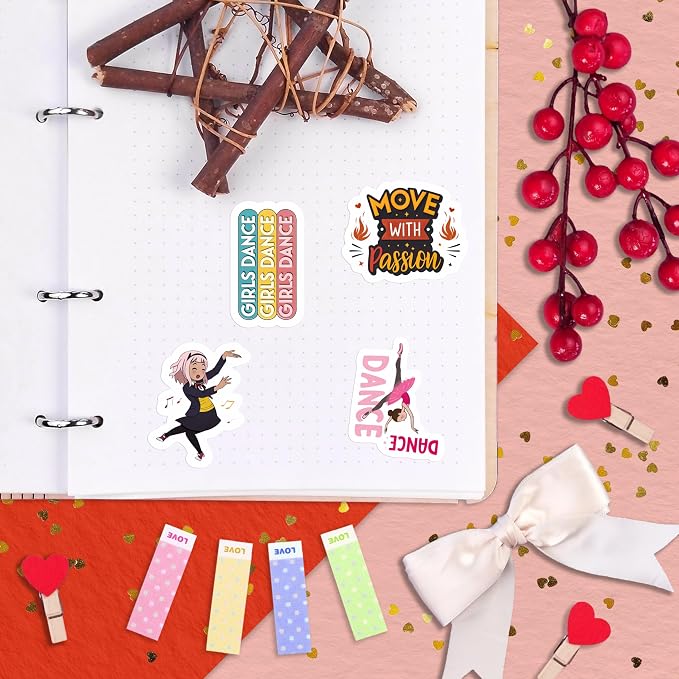 100Pcs Dance Stickers for Water Botlle, for Scrapbooking - Dancer Stickers - Gifts for Dancer - Dance Party Supplies - Gift for Women & Men