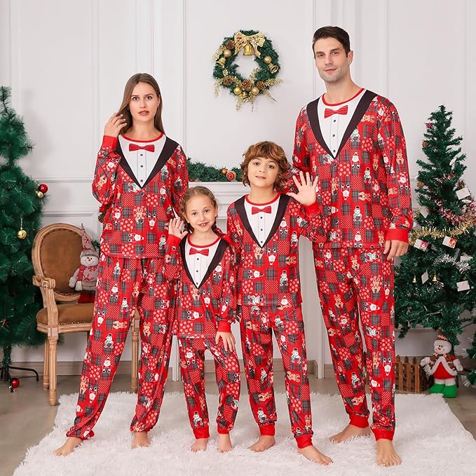 PYAEAS Matching Family Pajamas Sets Christmas PJ's Jammies Holiday Sleepwear Loungewear for Adult Women Men Xmas Outfits