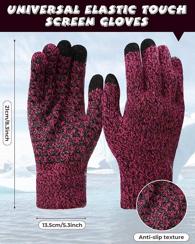 10 Pieces Winter Hat Beanie Scarf Touch Screen Gloves and Sock Set Slouchy Knit Skull Cap Beanies Fleece Lining Neck Warmer
