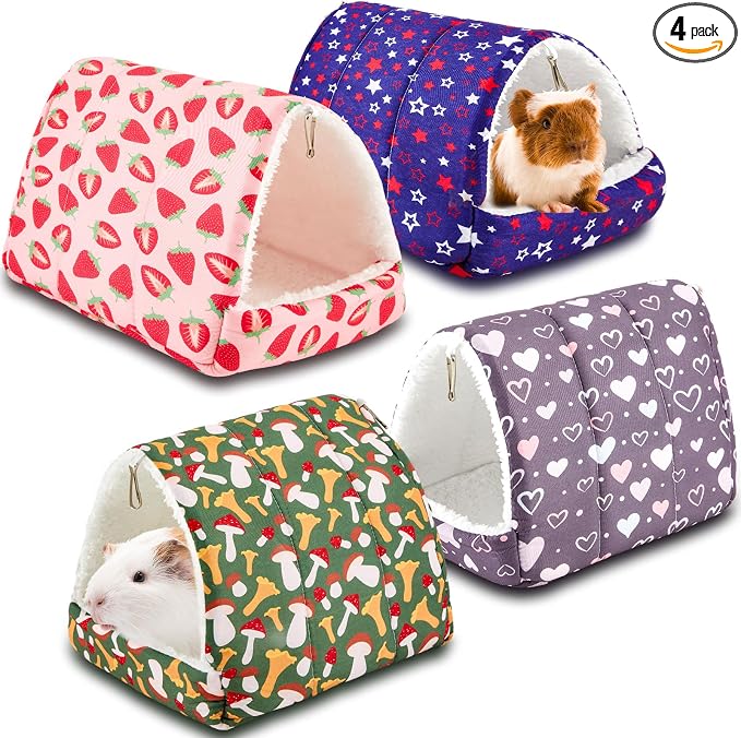 Cinnvoice Guinea Pig Hideout Bed Washable House Cage, Classic, 7.9 in | Soft Tunnel for Hamster Rabbit Bunny Chinchillas Hedgehog Mice Rat, Cozy Hideaway Habitat Accessories, Removable Cushion Pad