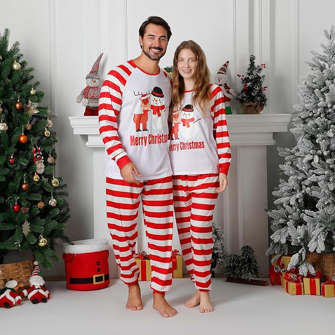 Matching Family Christmas Pajamas Sets, Holiday PJs with Top and Pants, Cute 2 Piece Sleepwear for Couples/Women/Men
