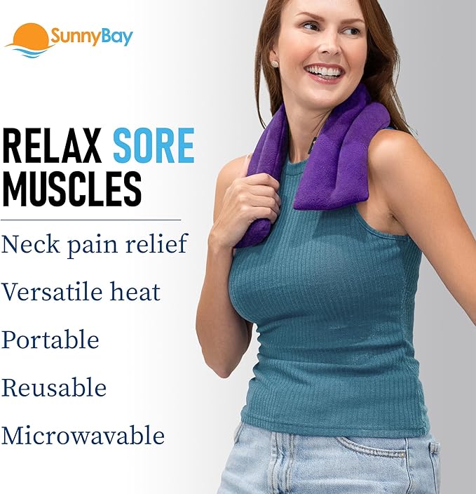 SunnyBay Microwave Heating Pad for Neck and Shoulders, Versatile Bean Bag Moist Heating Pad, Microwavable Neck Wrap, Weighted Hot or Cold Therapy, Made in USA (Purple)