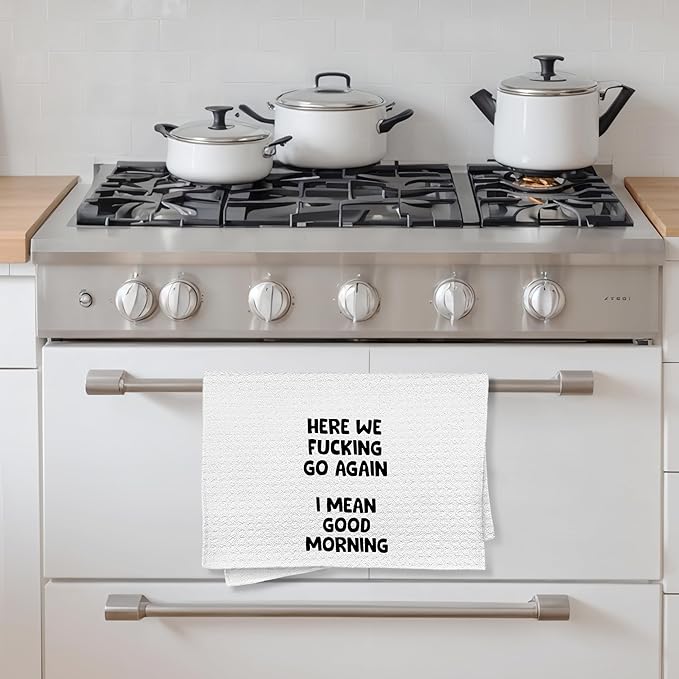 Funny Kitchen Towels, Dish & Hand Towels with Sayings, Humor Gifts for Adults, Bathroom & Kitchen Decor, 16x24 Inches