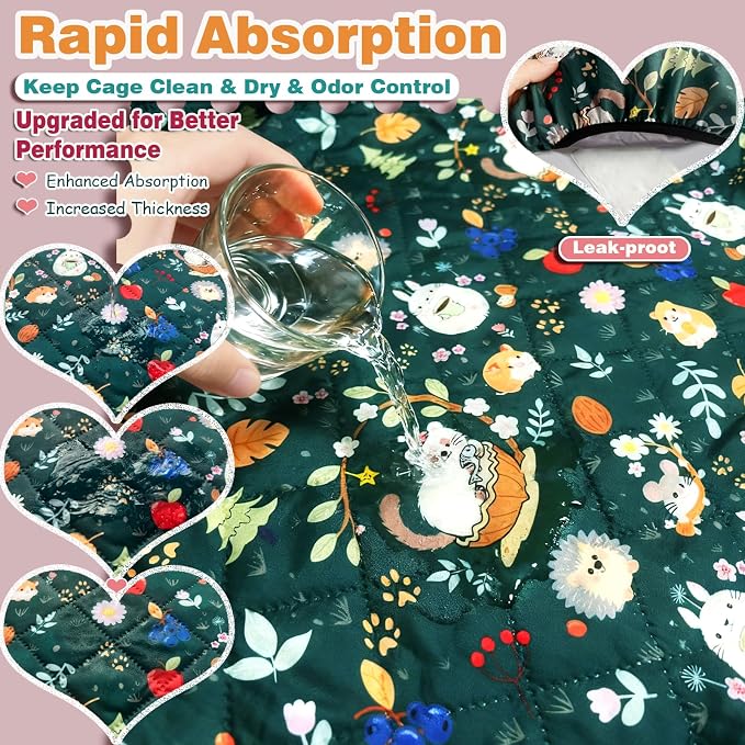 Ferret Cage Liner for Ferret Nation & Critter Nation Cage | Washable Bedding, Leakproof Cage Accessories for Ferrets, Chinchillas, Rats & Other Small Animals(Bottom Pan Liner)