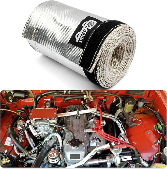 Heat Shroud Aluminized Sleeving Heat Shield fuel line wire heat sleeve 1-1/2''I.D. x 10FT with 20 Pcs 7.8Inch Stainless Steel Cable Metal Zip Ties
