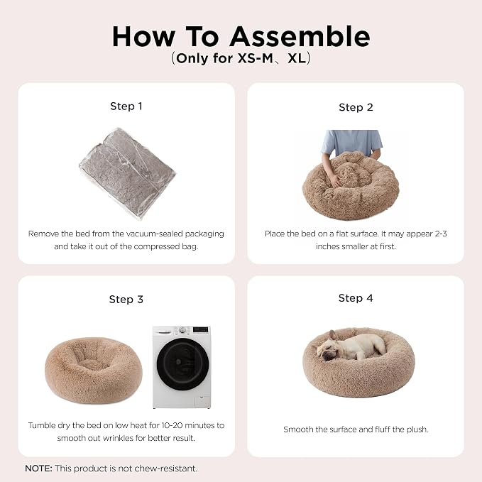 Bedsure Calming Dog Bed Medium Size Dog Donut Washable Pet Bed,30in 2 Pack | Fluffy Faux Fur Round Cuddler,Machine Washable,Anti-Slip Bottom,Anti-Anxiety,Deep Sleeping for Pets Up to 45 Lbs