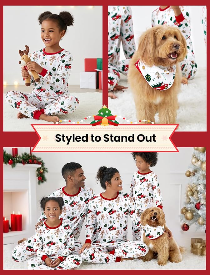 PATPAT Christmas Family Matching Pajama Sets Includes Christmas Socks - Perfect for Family Photos & Holiday Celebrations