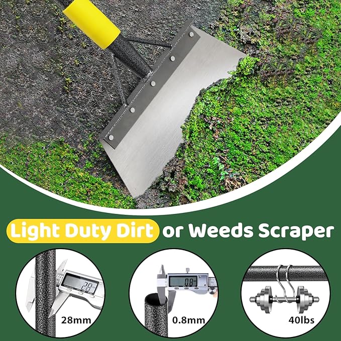 Garden Flat Shovel - Floor Scraper, 60" Multifunctional Garden Cleaning Shovels, Heavy Duty Floor Scrapers Long Handle,Metal Weeding Scraper for Lawn Edging, Snow Ice Removal,Snow Ice Scraper