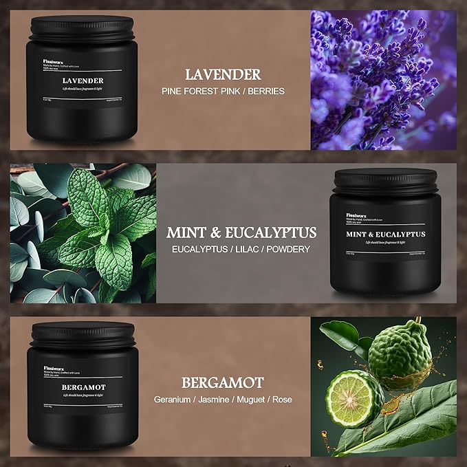 9 Pack Scented Candles Set Gifts for Men, Aromatherapy Candle Set with Scents （Lavender/Lemongrass &Eucalyptus/Bergamot）- Gift for Dad, Boyfriend, Birthday, Father’s Day, Anniversary