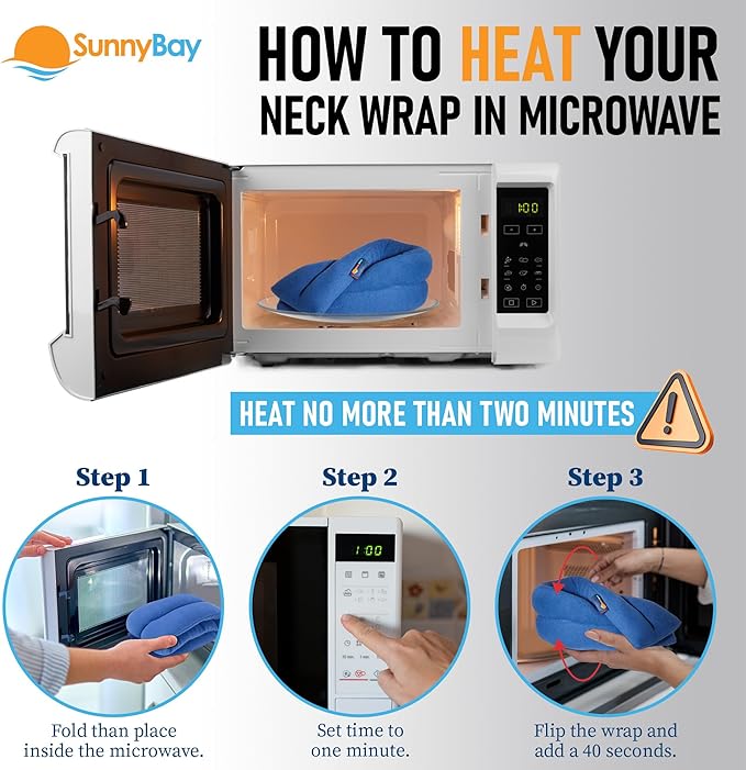 SunnyBay Microwave Heating Pad, Microwavable Heated Neck and Shoulder Wrap, Hands-Free Weighted Moist Hot or Cool Pack, Soft Fleece Cover and Flaxseed Filling, 26 Inch Length, SkyBlue