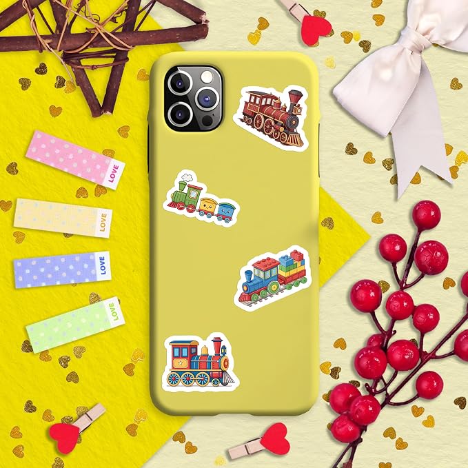 100Pcs Train Stickers for Water Bottle - Train Party Supplies & Decorations - Railroad Stickers - Gift for Women & Men