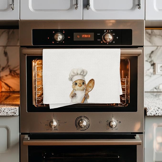 Funny Chicken Chef Kitchen Towels, Chicken Lover Gifts, Chef Gifts for Women Men, Funny Farm Animal Decorative Dish Hand Tea Towels for Kitchen Bakery, 16x24 Inch