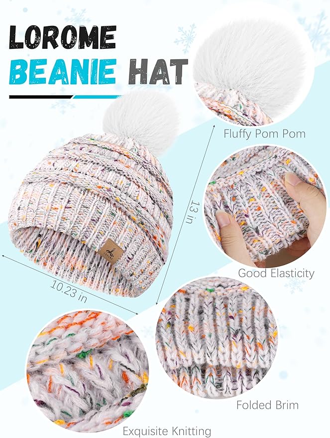 Winter Hat Scarf Gloves and Ear Warmer, Warm Knit Beanie Hat Touch Screen Gloves Set Winter Gifts Neck Scarves for Women