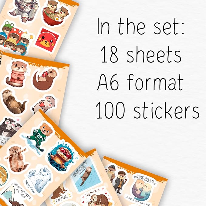 100Pcs Otter Stickers for Water Bottle - Sea Otter Gifts, Party Supplies & Party Decorations - Gift for Women & Men