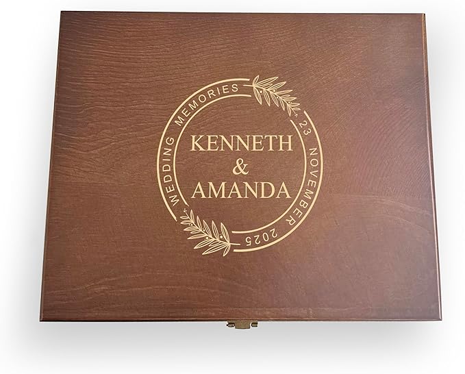 Custom family memory Box, Personalized Keepsake Wood Box, walnut colored Wood Keepsake Box, Girlfriend, Couple,Engagement Wedding Card box