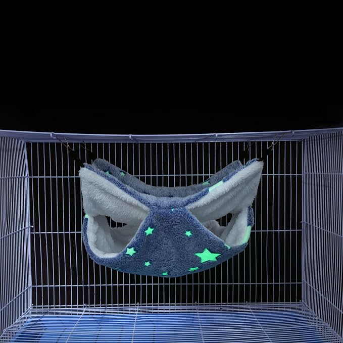 Noctilucent Luminous Guinea Pig Rat Hammock Bunkbed Hanging Tunnel Hideout | Hanging Soft Bed Mat for Ferret Hedgehog Squirrel Hideout Cage Accessories (Tunnel and Bunkbed Hammock)
