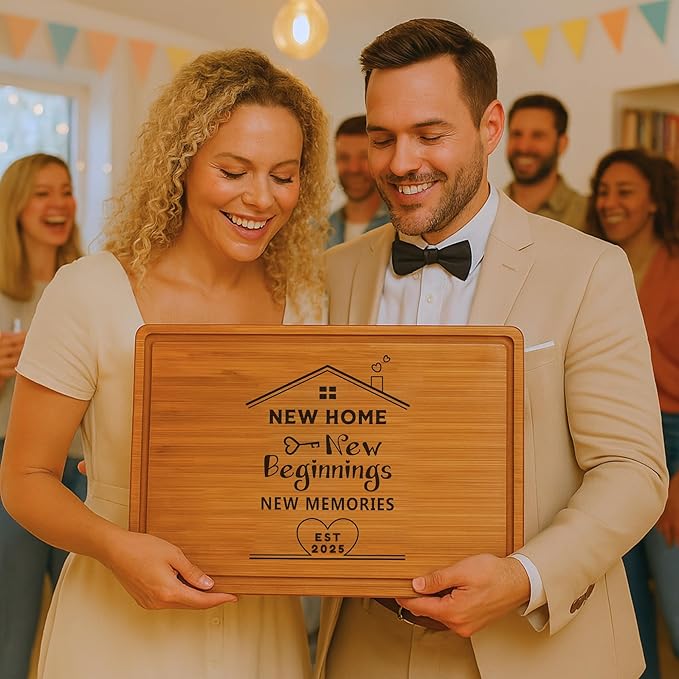 Personalized Housewarming Gifts - New Homeowner Cutting Board Gifts, Real Estate Closing Gift for Client, First Time House Buyers, Home Buyers, New Apartment & Neighbor Realtor Gifts