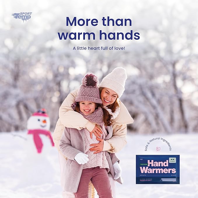 Heart Shape Hand Warmers - Up to 12 Hours of Heat, Super Long Lasting - Easy, All Natural - Air Activated, for Body & Hands - Odorless Hot Hand Warmer - Sport Temp