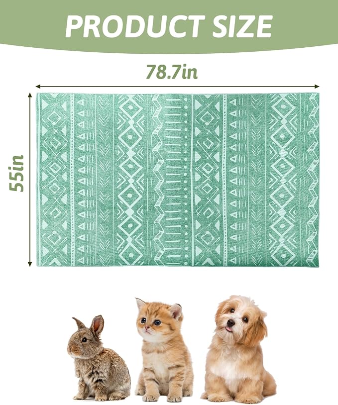 BNOSDM 79" X 55" Washable Bunny Cage Liners Large Rug for Rabbits Large Non Slip Pad for Bunnies Resuable Rabbit Cushion for Chinchillas Cats Guinea Pigs Ferrets Dogs