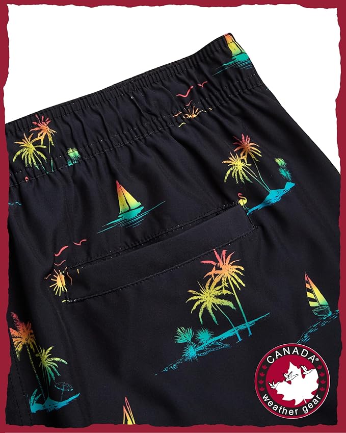 CANADA WEATHER GEAR Mens Beach Outfit Set - 2 Piece Short Sleeve Button Down Hawaiian Shirt for Men and Mens Swim Shorts Set