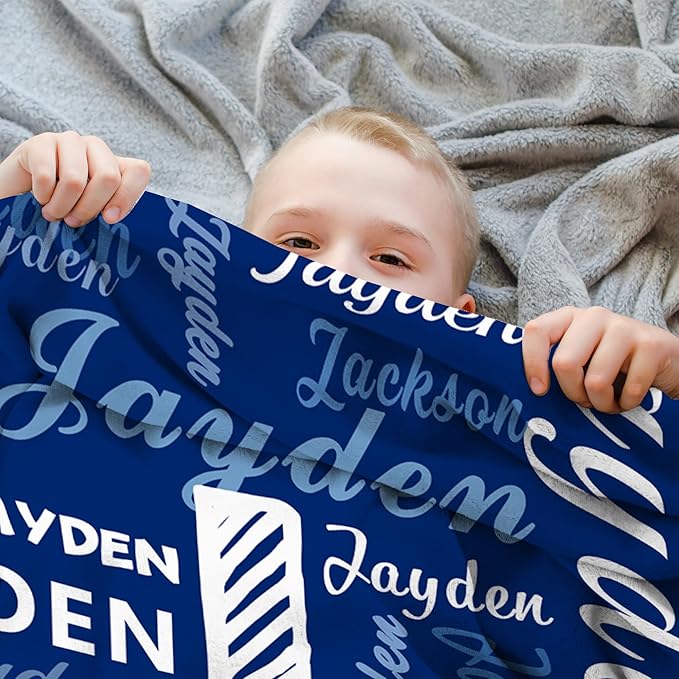 Ships Next Day- Custom Blanket With Name, Personalized Kids Throw Blankets, gifts for teen boys 8-12, Christmas Birthday Gifts for Boys Girls