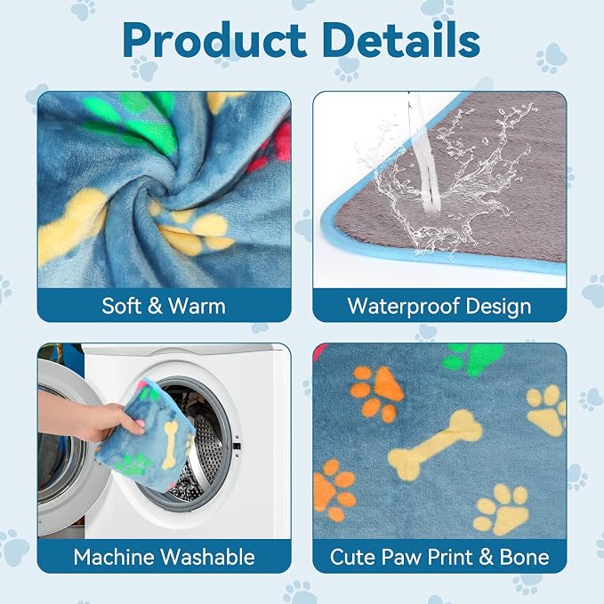 YUEPET 3 Pack Waterproof Guinea Pig Blankets, Fleece Cage Liners, L | Guinea Pig Fleece Cage Liners, Waterproof Backing, Machine Washable, Soft Fleece Surface, 48 x 24 in