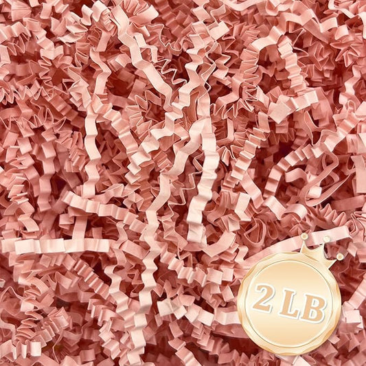 2 LB Pink Crinkle Cut Paper Shred Filler Great for Gift Wrapping, Pink Basket Fillers, Birthday, Halloween Thanksgiving Christmas Wedding Party Decor Filling Supplies